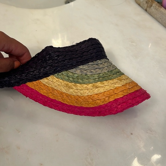 Jcrew Crewcut rainbow raffia visor O/S - Picture 2 of 5
